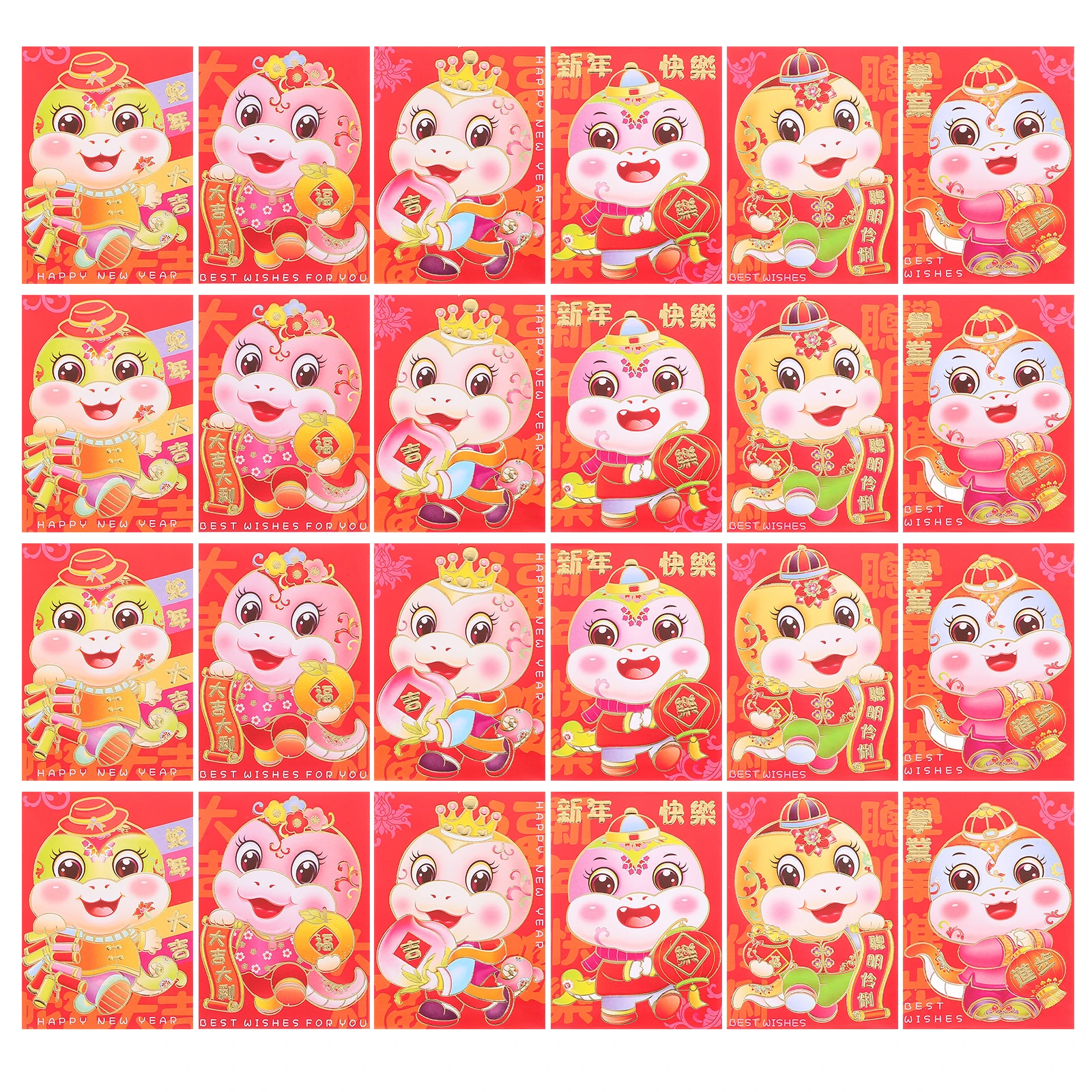 

60 Pcs New Year Red Envelope Bag Chinese Decor Lunar Calendar Packet Cards with