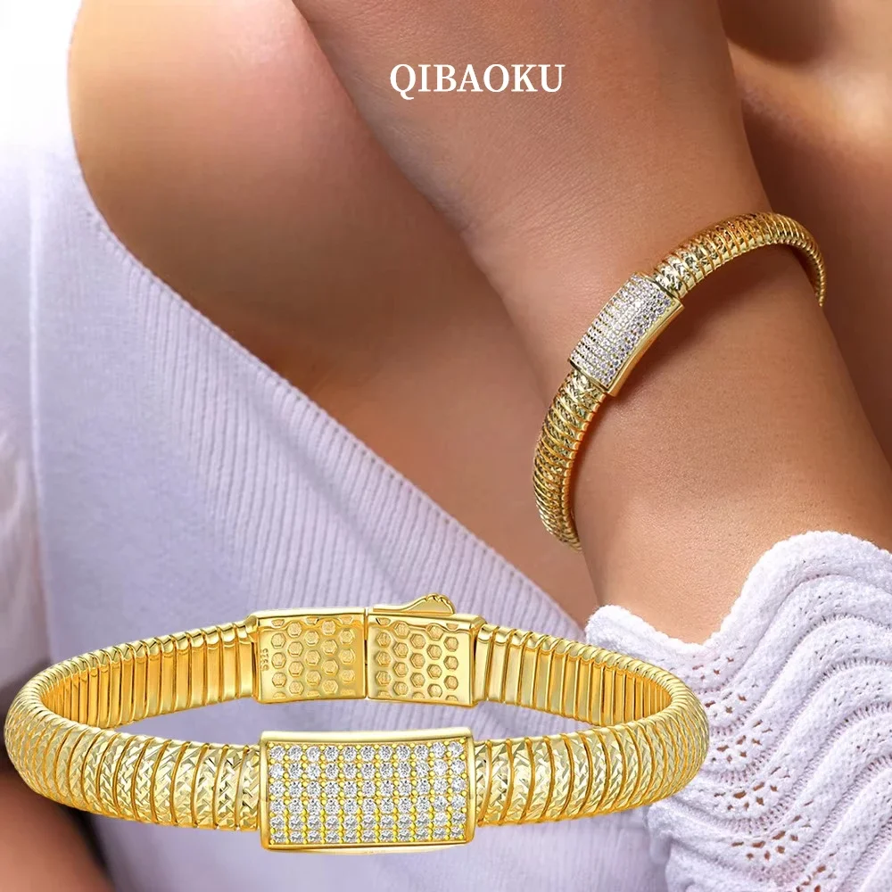 FCGJHW All Moissanite Cuban Bangle S925 Sterling Silver Plated 18K Gold for Women Men Vintage Bracelets Gifts Fine Jewelry 2026