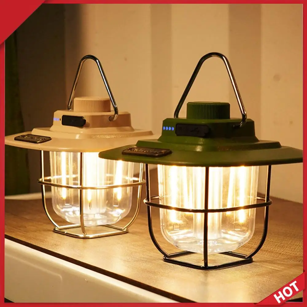 

Светодиодный садовый декоративный светильник, водонепроницаемый, в стиле ретро, для кемпинга, с зарядкой Type-C, крючком и индикатором заряда батареи, для уличного оборудования