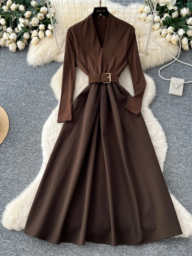 ชุดเดรสทรงเอไลน์เอวสูงผ้าโพลีเอสเตอร์สำหรับผู้หญิง สไตล์ลำลอง เหมาะสำหรับใส่ไปทำงานในช่วงฤดูร้อน