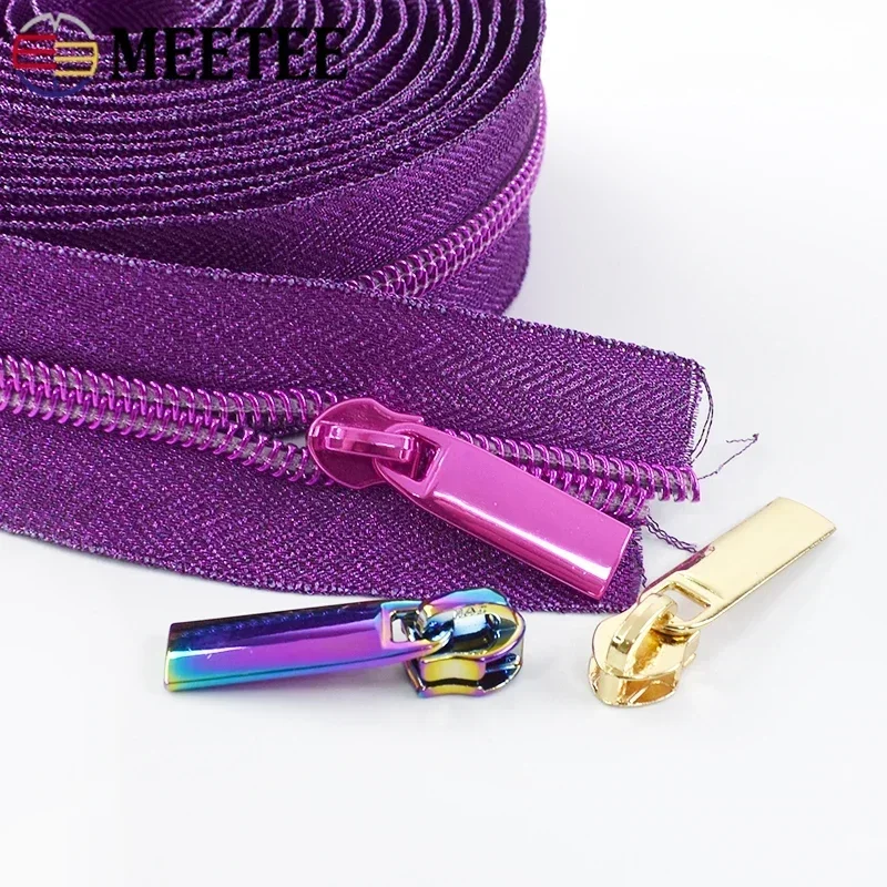 1/2/3/5/10M 5 #   Nastro con cerniera in nylon con cursori Zip a spirale in plastica per borse da cucito Decorazioni per vestiti Kit di riparazione cerniere Accessori fai da te