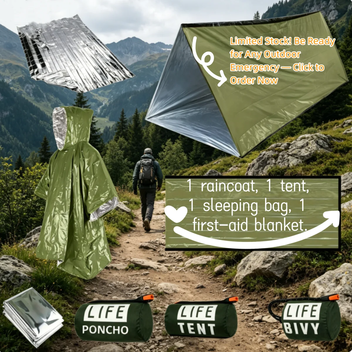 

Outdoor Emergency Thermal Blanket Raincoat Tent Sleeping Bag Survival Supplies