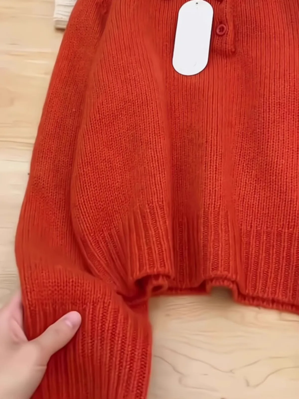 برتقالي أحمر ترتيب الأسرة طوق محبوك سترة المرأة الخريف الشتاء الأكمام البلوز النمط الفرنسي الصلبة تنوعا فضفاض لاعبا #2