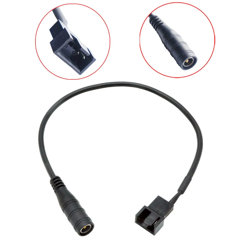 DC 5.5*2.1mm Female to 4 Pin PWM Fan Adapter Cable, 1-way/2-way/3-way/4-way 12V Black Computer PC Fan Power Supply Connector ﻿