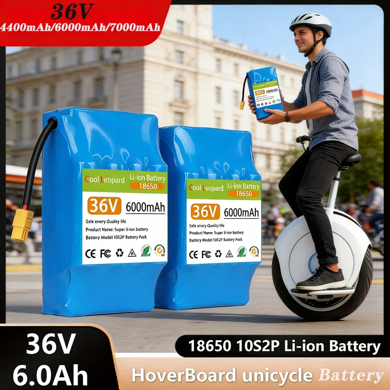 

36V 6000mAh 10S2P High Capacity Extended Runtime Lithium-ion Battery Rechargeable for Self-balancing Scooter HoverBoard Unicycle