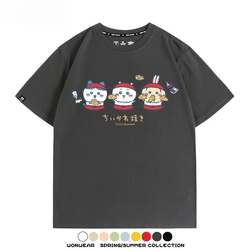 

Hot Chiikawa Short Sleeve T-Shirt Summer Cotton Tee Soft Breathable Comfortable Loose Fit Casual Top Men Daily Wear Streetwear