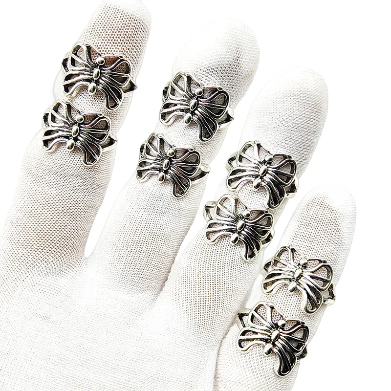 20pcs/Lot Factory Wholesale Vintage Cute Hollow Butterfly Finger Rings for Women Mix Size Alloy Joint Ring Party Girl Bar Lady