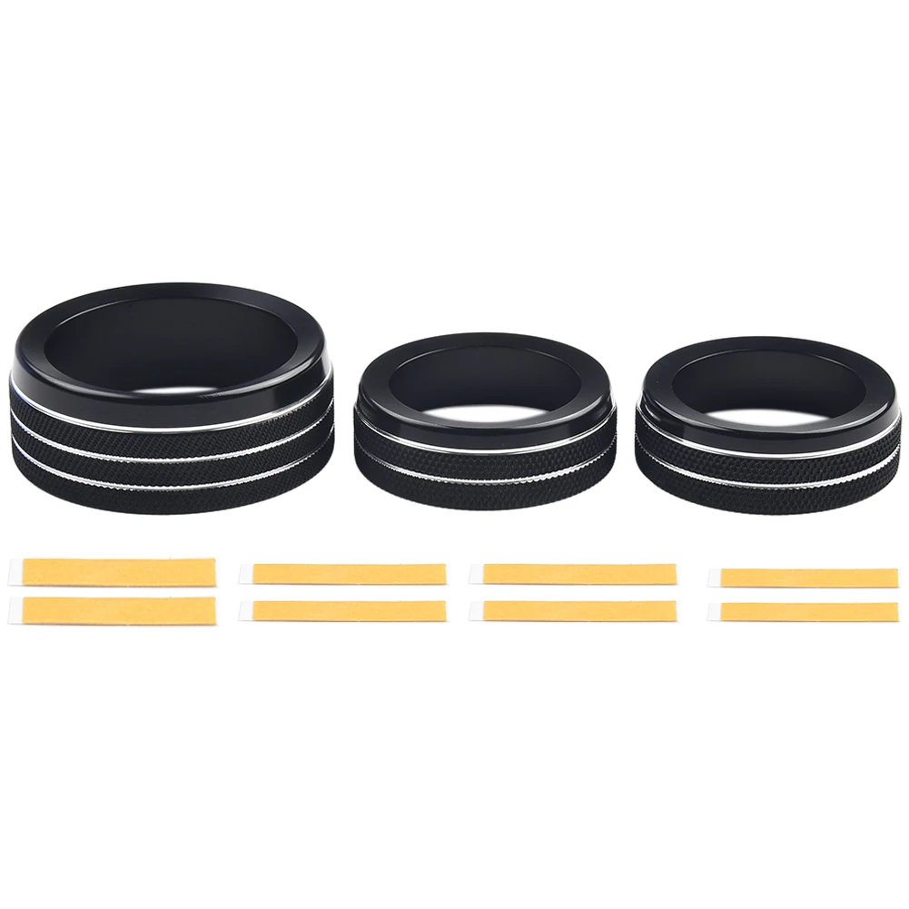 For Grand For Cherokee 2014-21 Black Aluminum Climate Volume Turn Knob Ring Cover In Car Fascias Button Covers