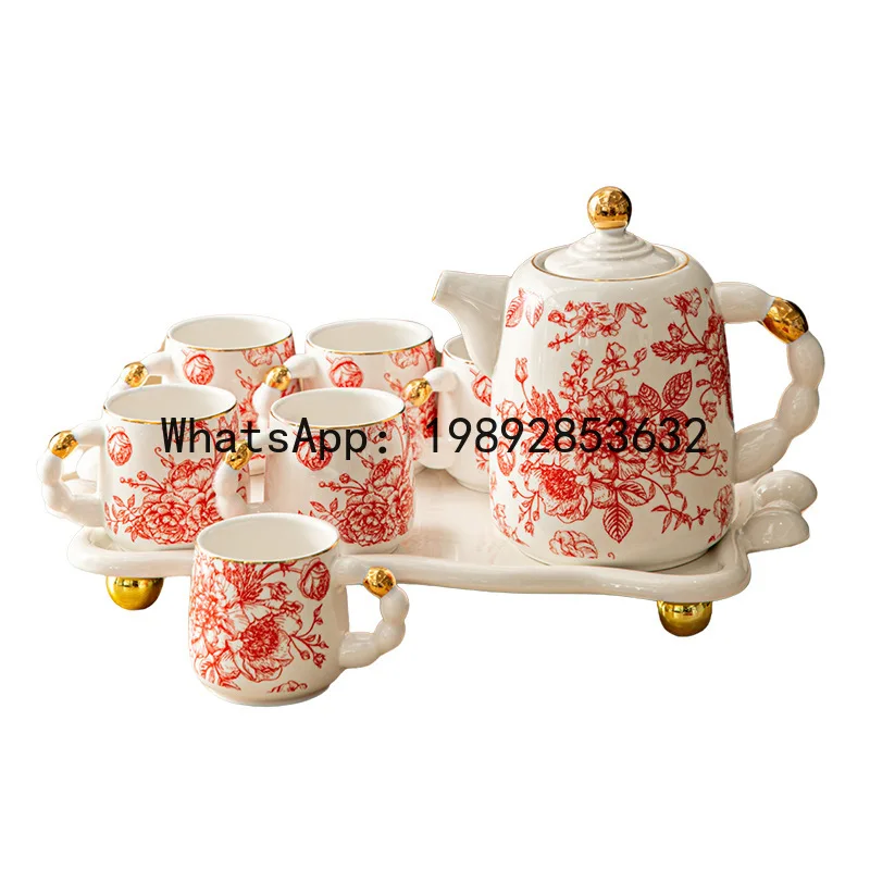 Hys new chinese style wedding tea set - housewarming gift ceramic gift box - floral pastoral water set 4