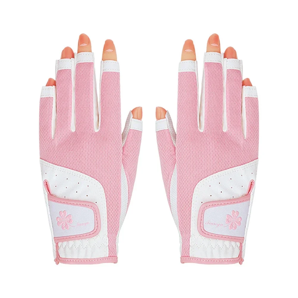 1 Pair Golf Gloves for Women Open Finger Soft Leather Breathable More Comfortable To Wear Outdoor Sports Training Gloves