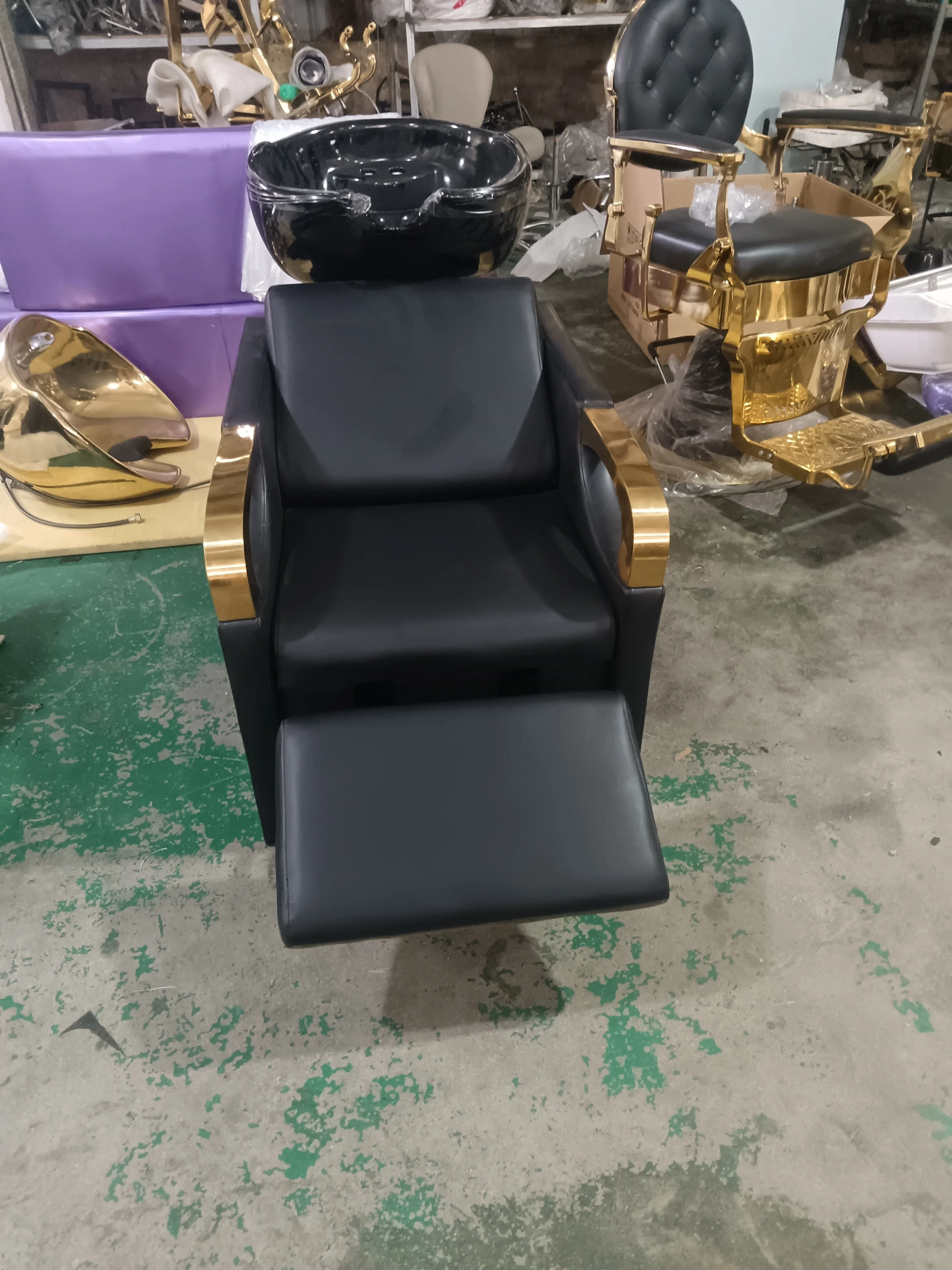 2026 Salon Beauty Shampoo Bed Hair Washing Shampoo Chair Leather Metal Wood Friend Furniture Pump Adjustable Hydraulic Color Mat