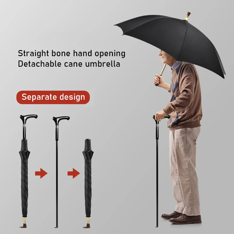 

Umbrella Pullable Elderly Cane Umbrella Outdoor Straight Pole Anti slip Mountaineering Sunny Umbrella