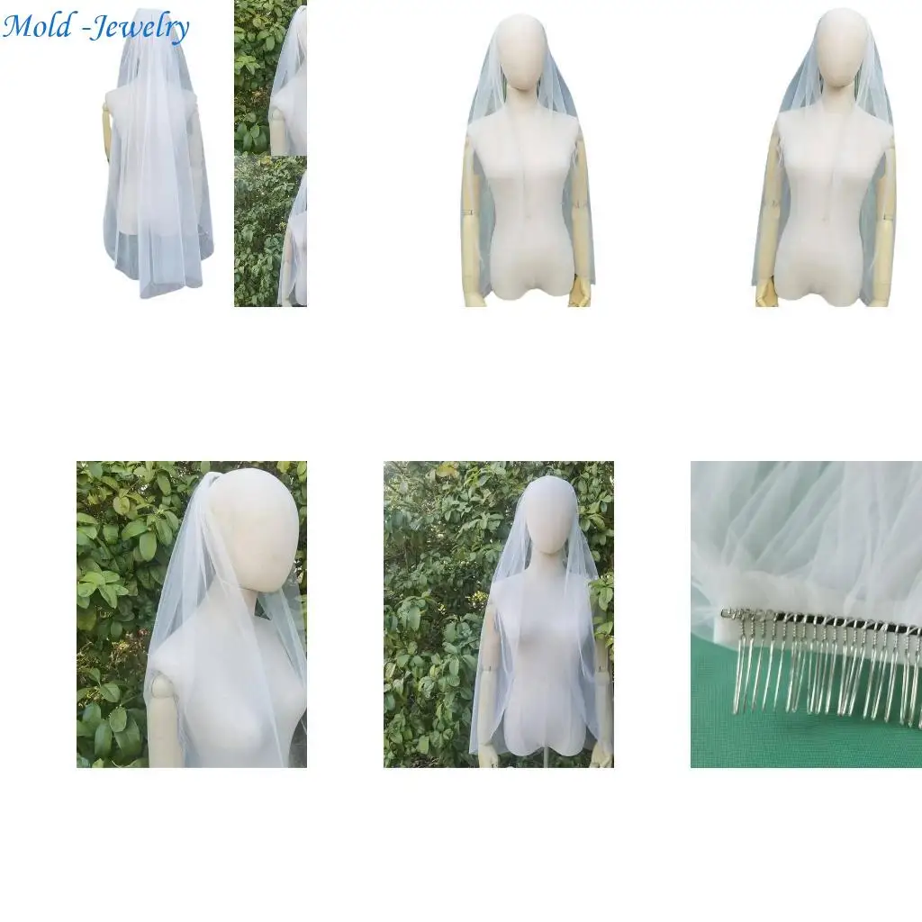 

69HB Minimalists Women Veil Pearls White Long Bridal Veil Bride Wedding Veil