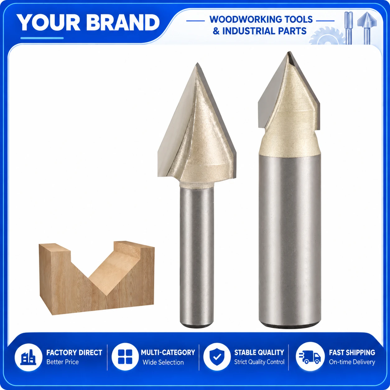 2PCS Carbide V-Groove CNC Router Bits 45° 60° 6.35mm 12.7mm Shank for Wood MDF 3D Engraving