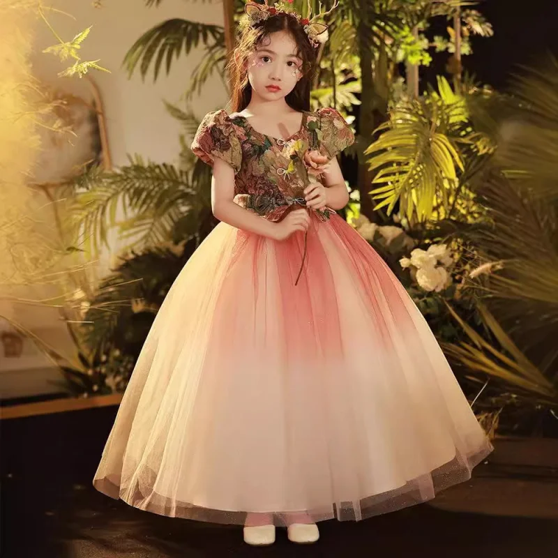 Evening for Girls, Light Luxury Niche High-end Princess Dress, Children's Host, Flower Girl, Piano Performance Costume, Au
