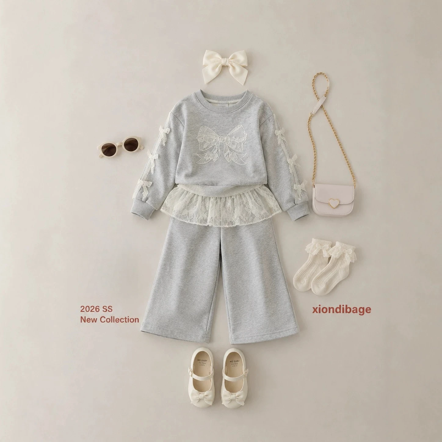 Girls Set Stylish Top Baby Fall Sweet Sweatshirt Mesh Diaper Cover Sweatpants Fall Kids Girlish Clothes