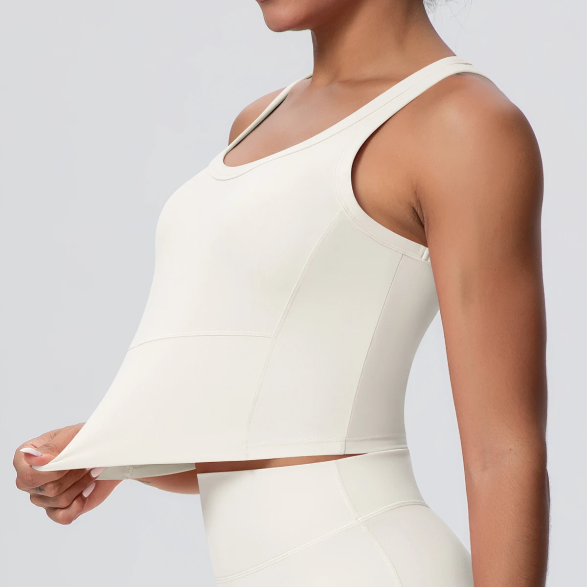 Woman Solid Color Gym Sports Yoga Vest Skin-friendly High Stretch Yoga Underwear With Chest Pad Breathable Shockproof Yoga Vest