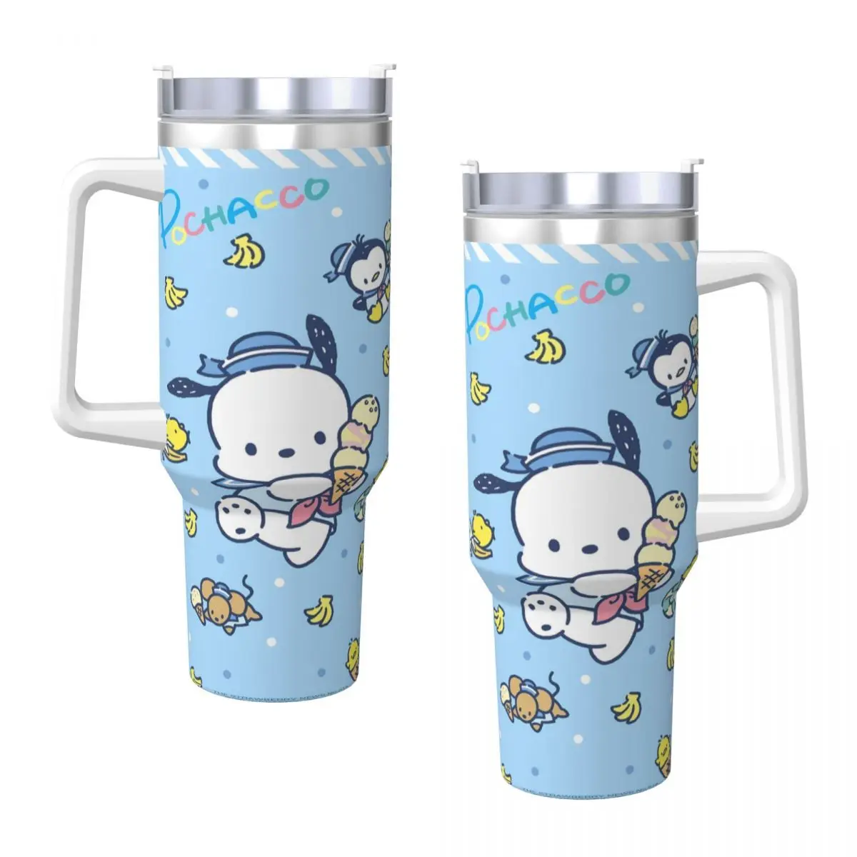 Pochacco Stainless Steel Tumbler Sanrio Travelist Mugs Cup 40oz Coffee Mug Leakproof Hot Drinks Milk Tea Water Bottle