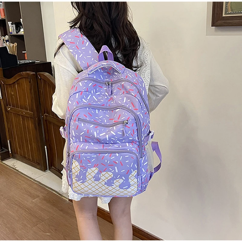 Schülerrucksack, Ice Cream Korean Teenage Girls Sweet Cute Schultasche, leichte, geräumige College-Tasche, Tagesrucksack mit großem Fassungsvermögen – Detail 39