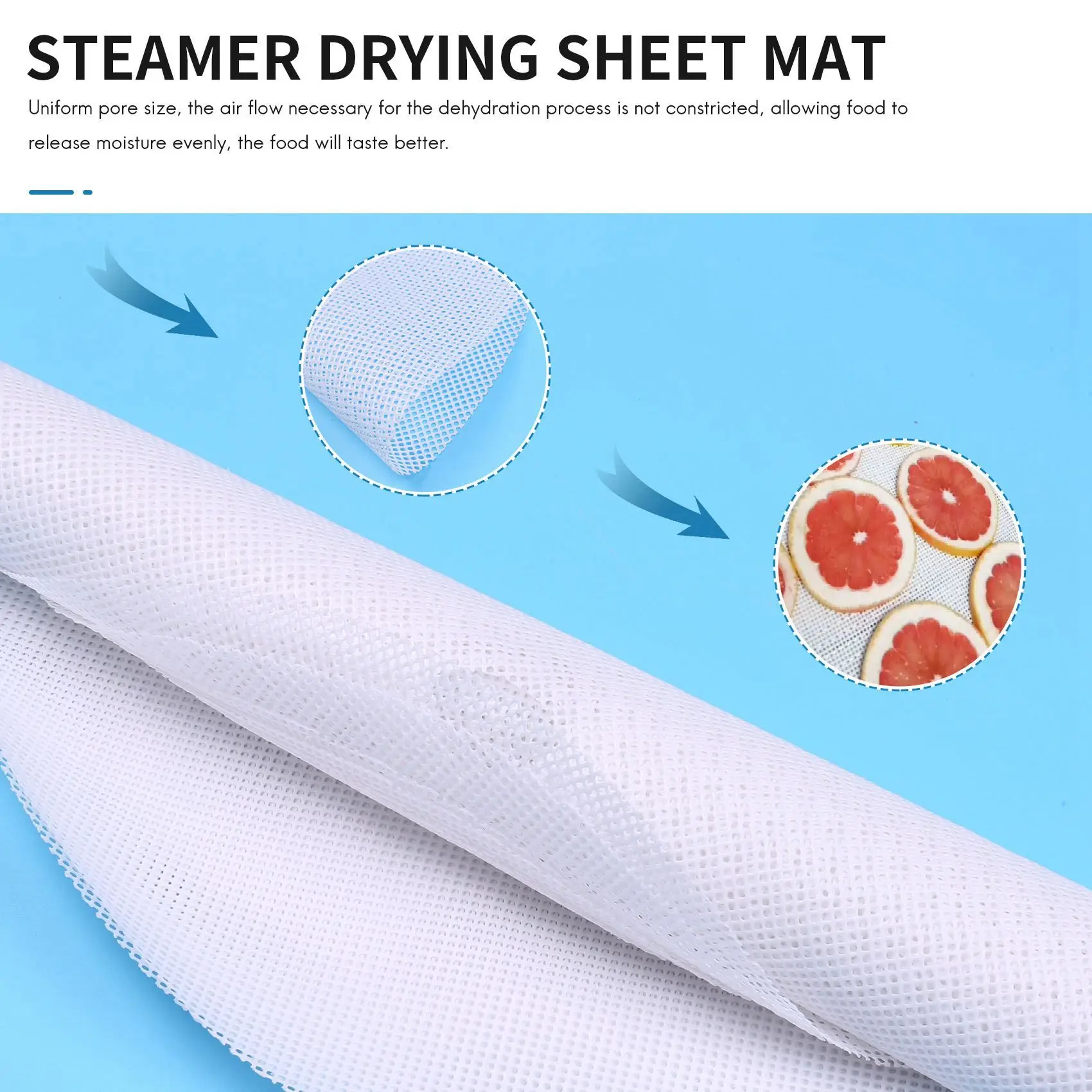 Y51A-8 Pcs Round Silicone Dehydrator Sheets, Non-Stick Fruit Dehydrator Mats, Reusable Steamer Mat Mesh Sheet For Fruit Dryer