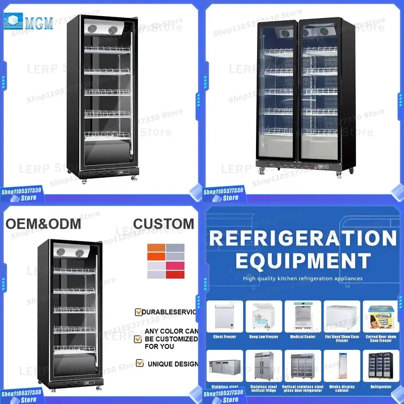 Commercial Refrigerator with LED Light for Bar Shop Display Cabinet Freezer for Alcoholic Beverages Glass Door Cooler Unit