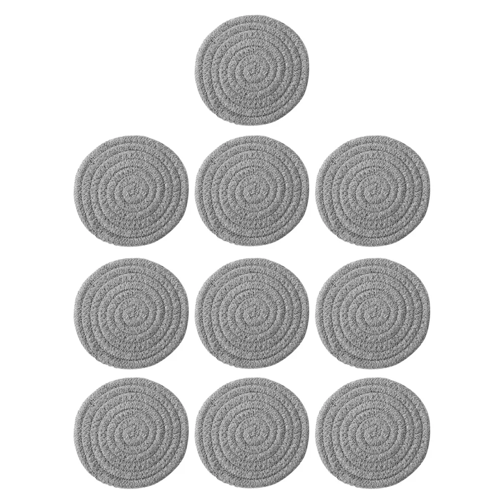 

10 Pcs Insulation Pads Cotton Coasters Pot Mats Placemats Grey Light 12cm Wear Resistant Table Household Dining