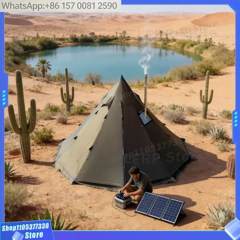 Professional Heavy Pyramid Winter Tent Canvas Hot Tent with Stove Jack for Outdoor Camping Glamping