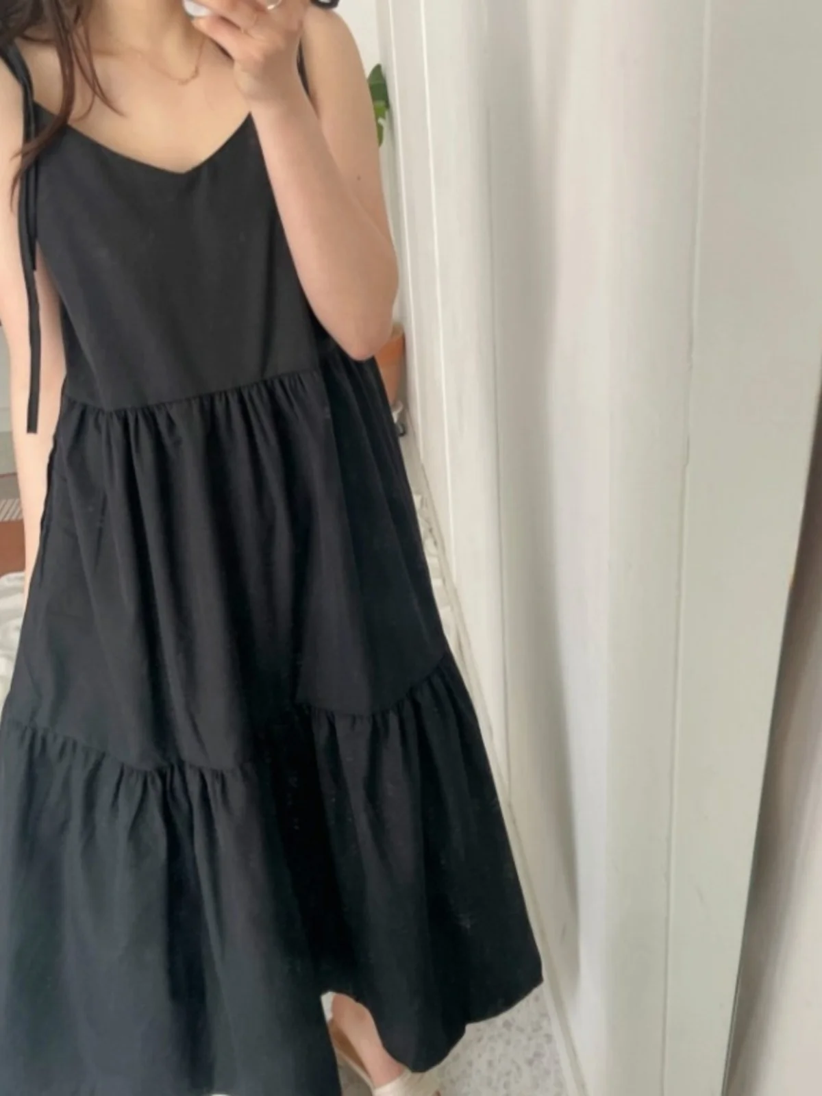 Robe longue à bretelles pour femmes, rétro, Chic, avec nœud papillon, polyvalente, taille ample, coréenne, ligne a, été