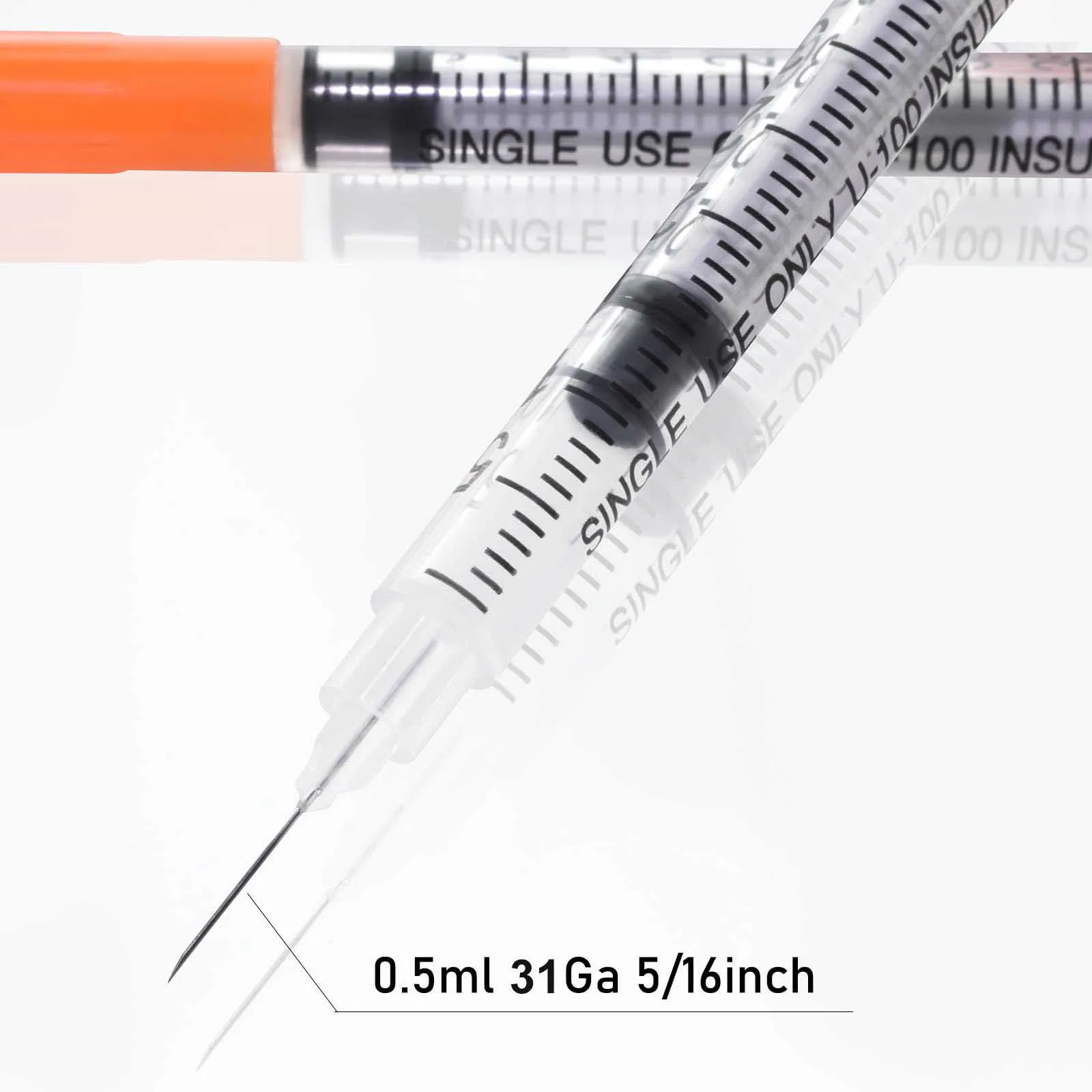100 Stück/Box 0,3ml/0,5ml/1ml Kleinkapazitäts-Sterile Insulinspritzen Einzeln Verpackt für Haustiere Veterinärgebrauch – Detail 3