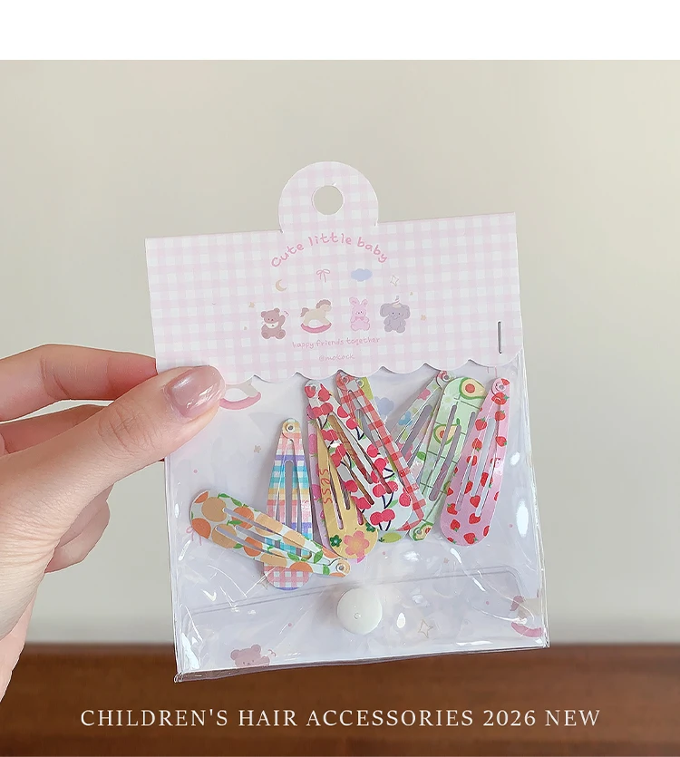 10er-Set Niedliche Blumen- und Frucht-Haarspangen für Kleinkinder, Schonende Wellenkanten-Haarklammern für Baby- und Kinderfransen – Detail 3