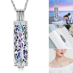 Cylinder Cremation Jewelry Tree of Life Urn Ashes Necklace for Women Men Vial Cremation Ash Pendant  Memorial Jewelry