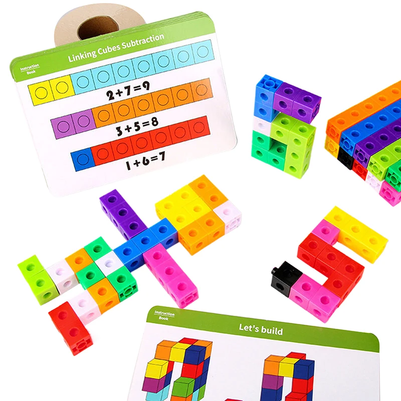 50/100Pcs Home School Preschool Connected Cube Toys For Mathematical Counting Plastic Counting