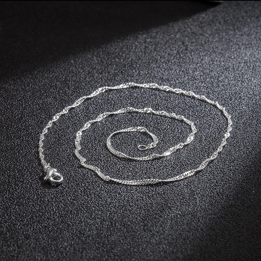 Classic 925 Sterling Silver Basic Chain Lobster Clasp Adjustable Silver Necklace with Extension Chain for Women Collares Bijoux
