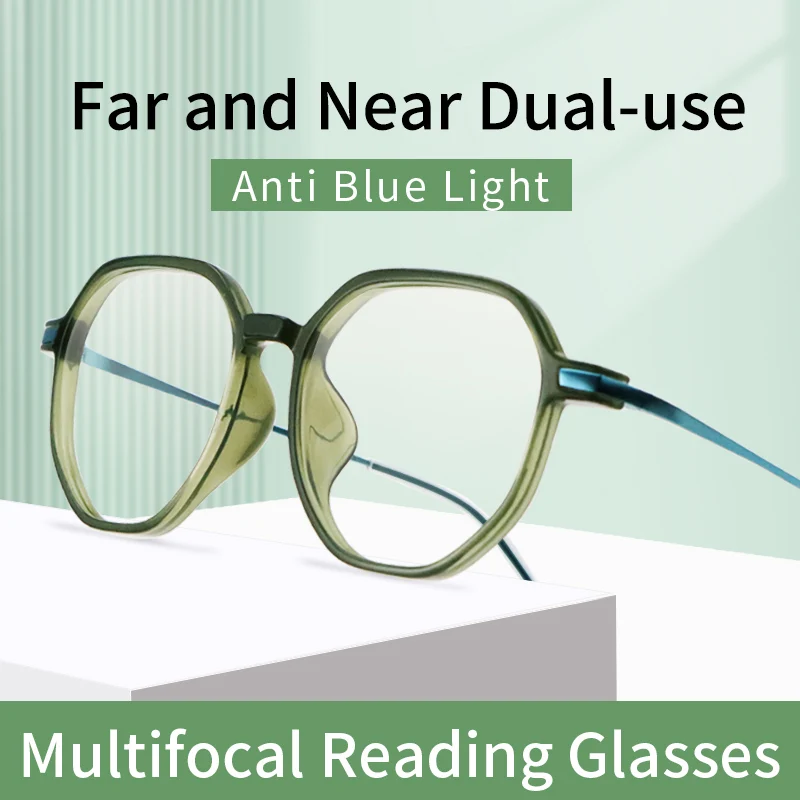 

Multifocus Reading Glasses for Women Bifocal No Line Progressive Multifocal Reader Blue Light Far and Near Dual-use Eyeglasses