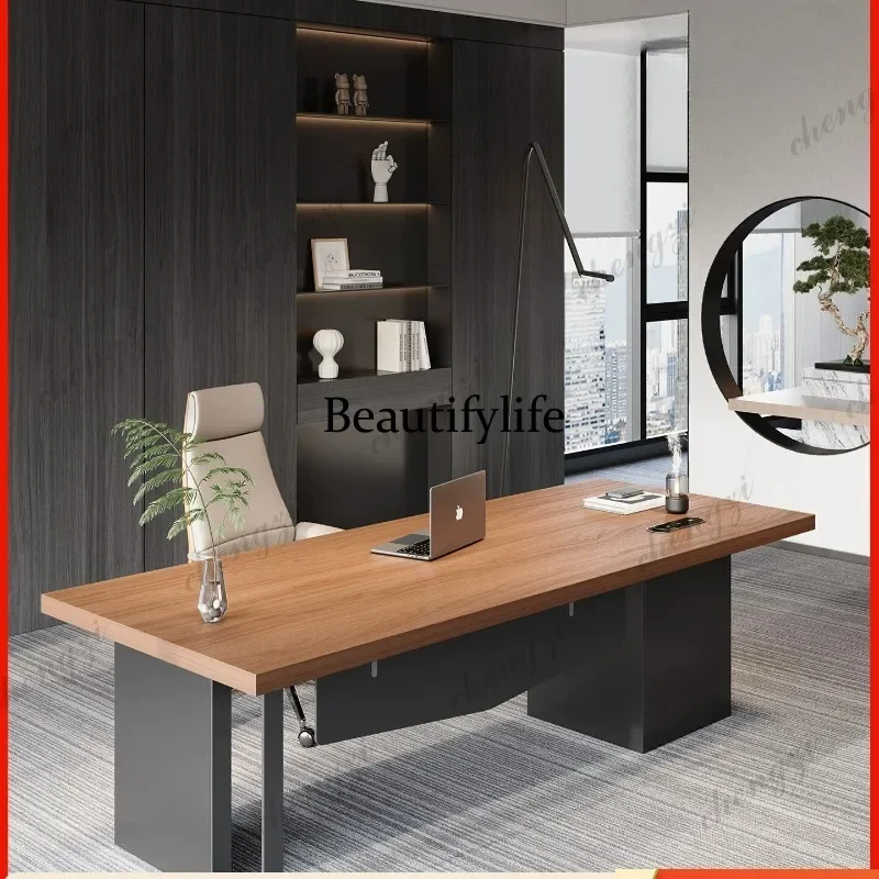 L181 Solid wood boss office Italian minimalist desk Superior computer desk Reception desk President's workbench