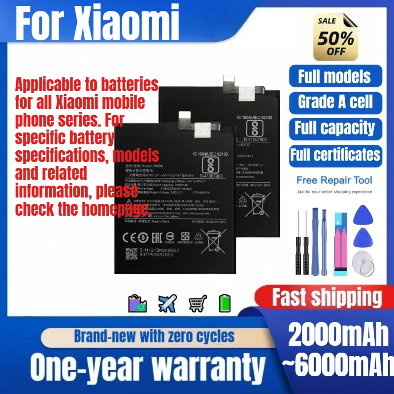 For Xiaomi Max/Mix Series Max/Max2/Max3/Mix 2/3/4/Fold Phone Battery High Quality High Capacity Replacement Bateria with Tools