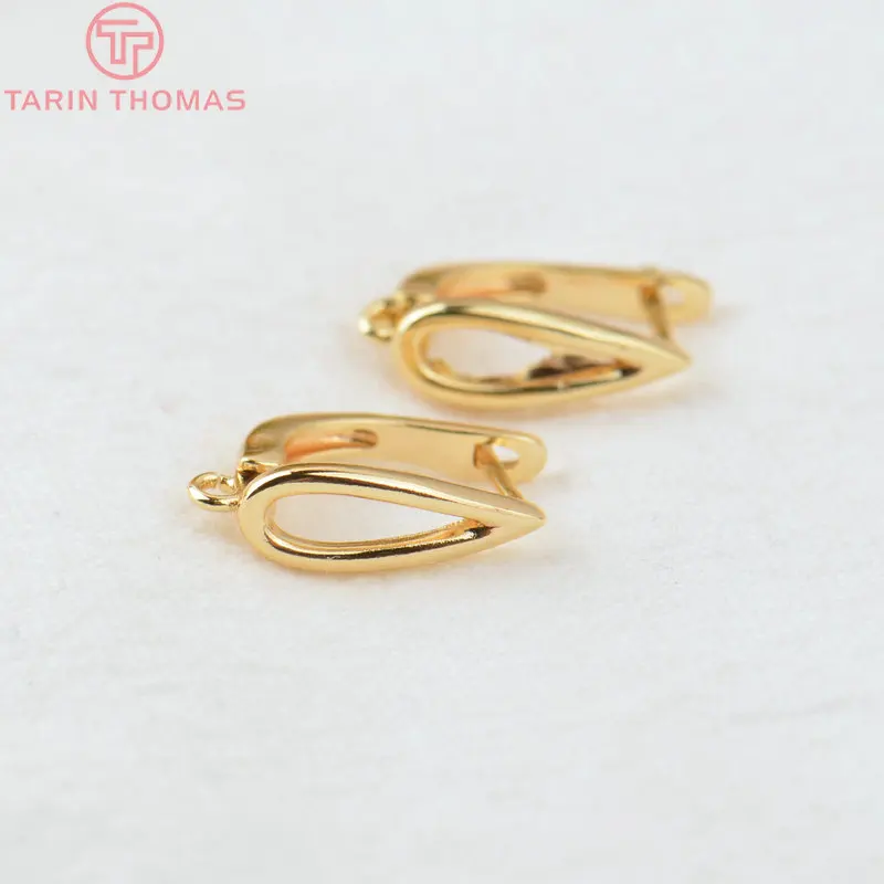 (2715)6 sztuk 11x15MM 24K złoty kolor mosiądz kształt kropli stadniny kolczyki szpilki kolczyki zatrzaski wysokiej jakości DIY komponenty do wyrobu biżuterii