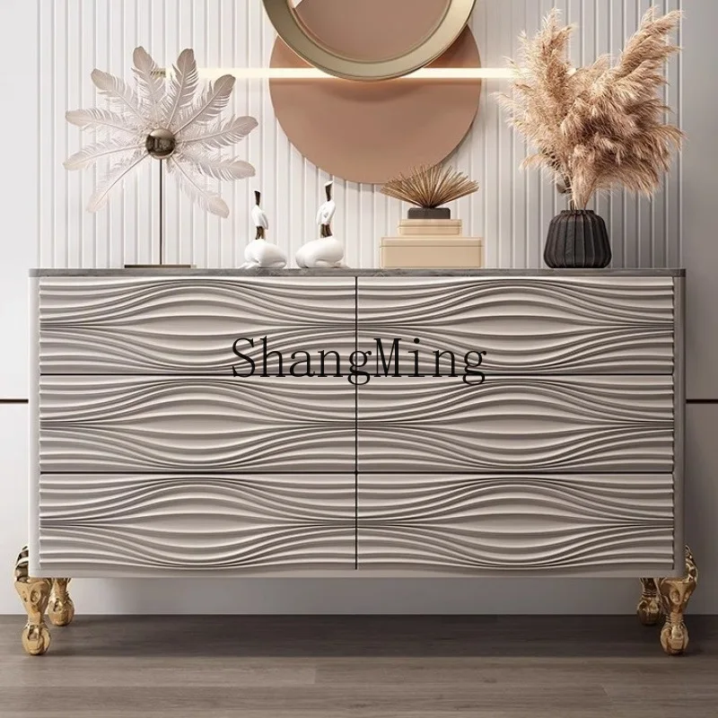 

FG Slate Entrance Light Luxury Bucket Cabinet Solid Wood Drawer Bucket Cabinet Kitchen Side Cabinet