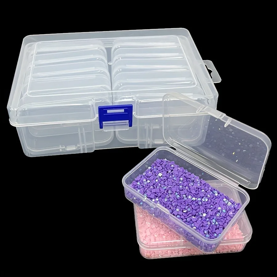 10/19/24/30 Grids DIY Beads Diamond Paint Crafts Transparent Plastic Storage Box, Art Embroidery Jewelry Accessories  Box