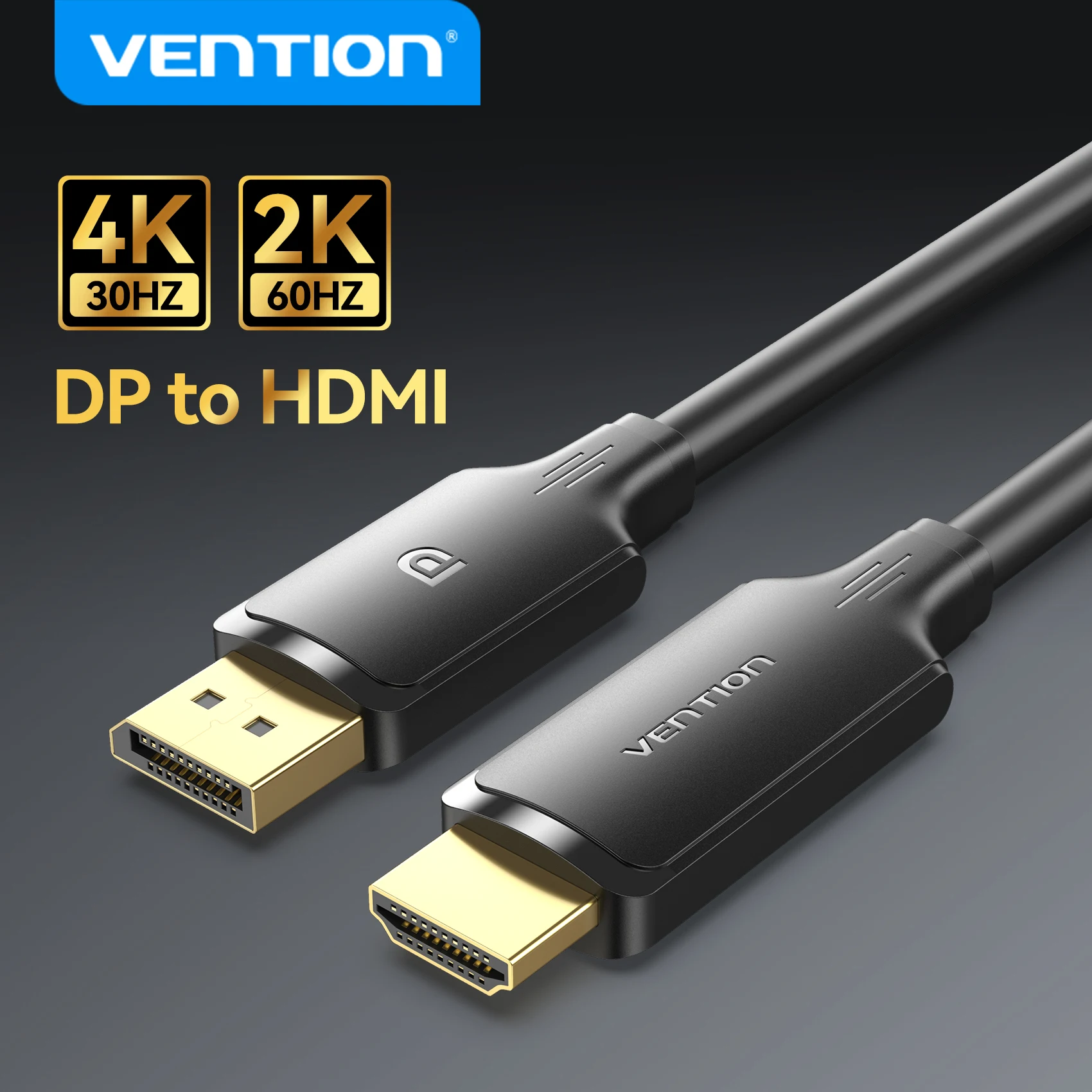 Vention DisplayPort إلى كابل HDMI 4K60 هرتز/4K30 هرتز DP إلى HDMI محول للكمبيوتر المحمول شاشة العرض HD TV DP إلى HDMI محول