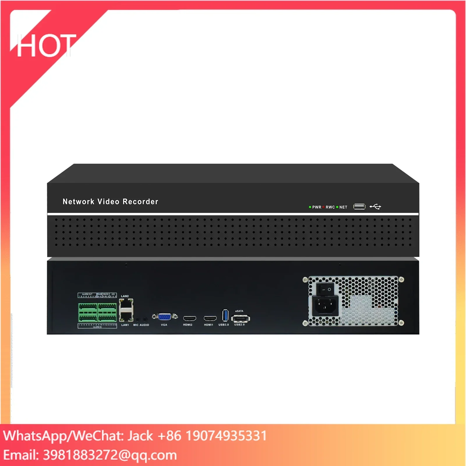 JideTech 4K 64 canais gravador de vídeo em rede profissional Max 8 porta SATA Max até 14 TB de largura de banda de acesso 320 MB