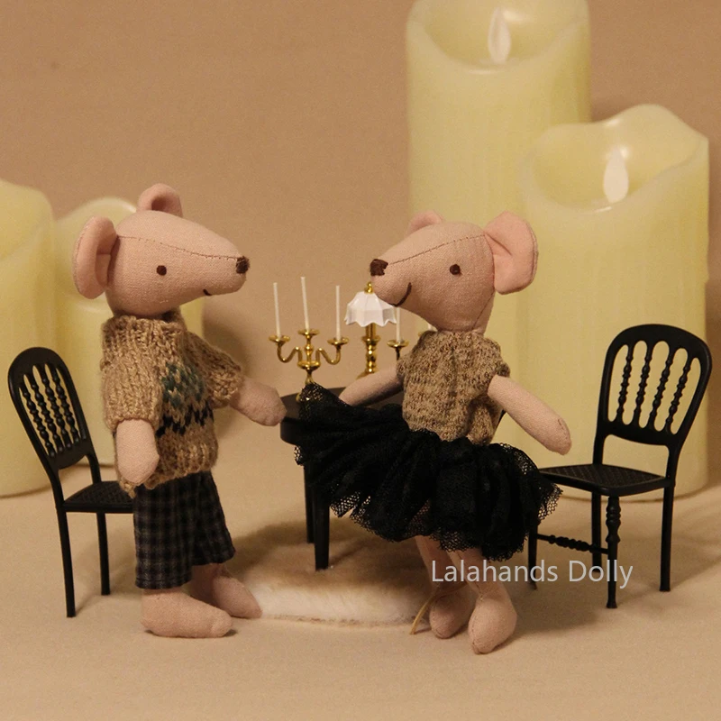 1:12 Dollhouse Miniature Items Metal Mini Simulation Table and Chair Set, Kids Pretend Play Toy Furniture Decoration Accessories