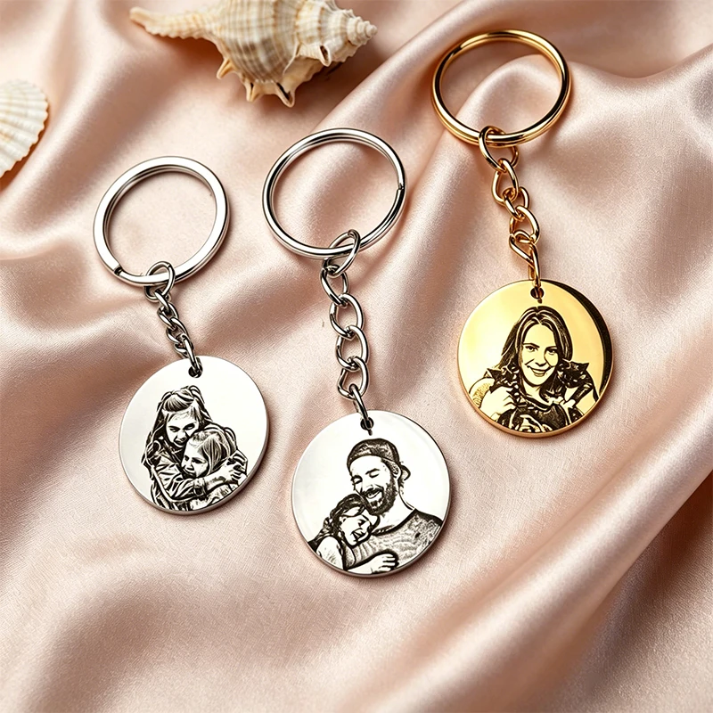 

Custom Portrait Keychain Personalized Customized Keychains With Custom Photos Wholesale 304 Stainless Steel Keychain Family Gift