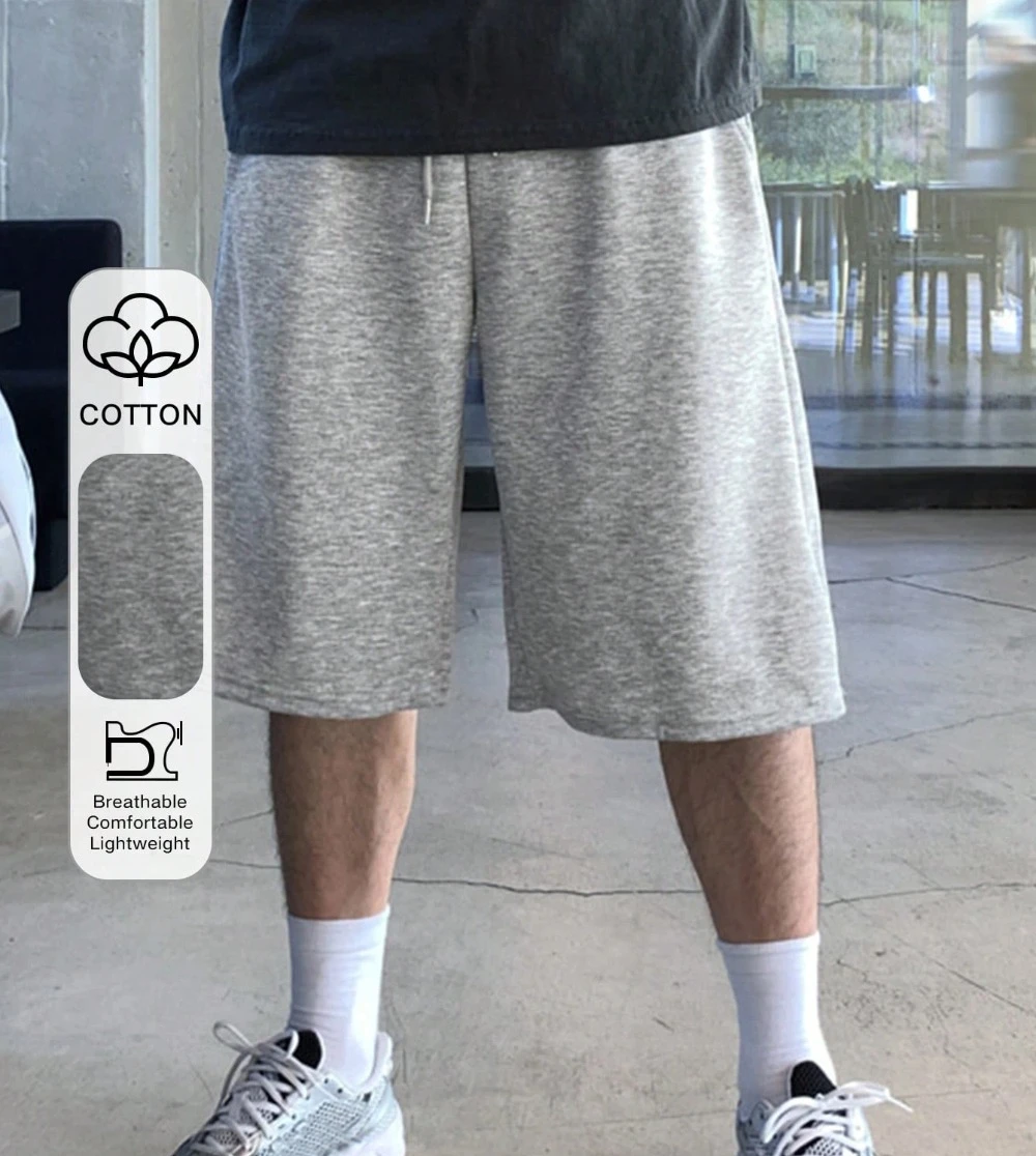 Shorts Masculinos Casuais de Cor Sólida com Cintura Elástica para Verão, Fitness e Atividades ao Ar Livre, Shorts Esportivos de Moda com Caimento Solt