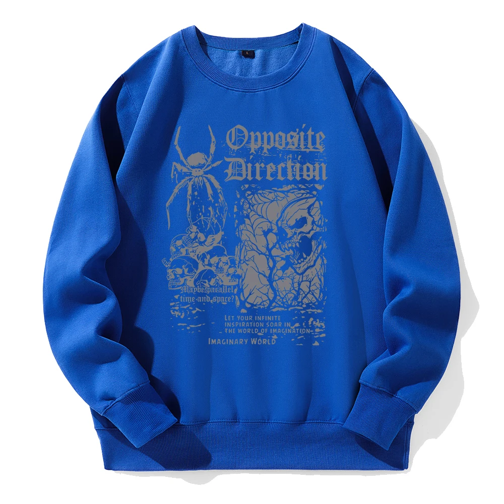 Opposite Direction Printing Men Hoodies Fashion Casual Versatile Hoodie Fleece Harajuku Sweatshirts Soft Quality Male Clothes