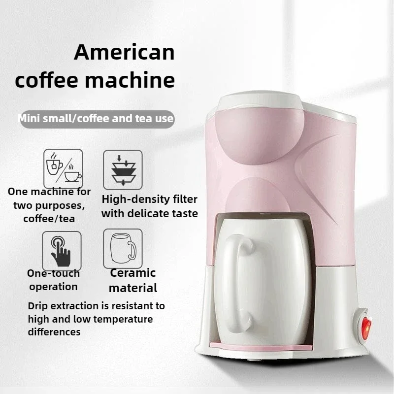 300W Kleine Haushalts-Kaffeemaschine für Küche und Büro, Frisch Gemahlener Kaffee und Tee, Filtertyp, 220V-240V