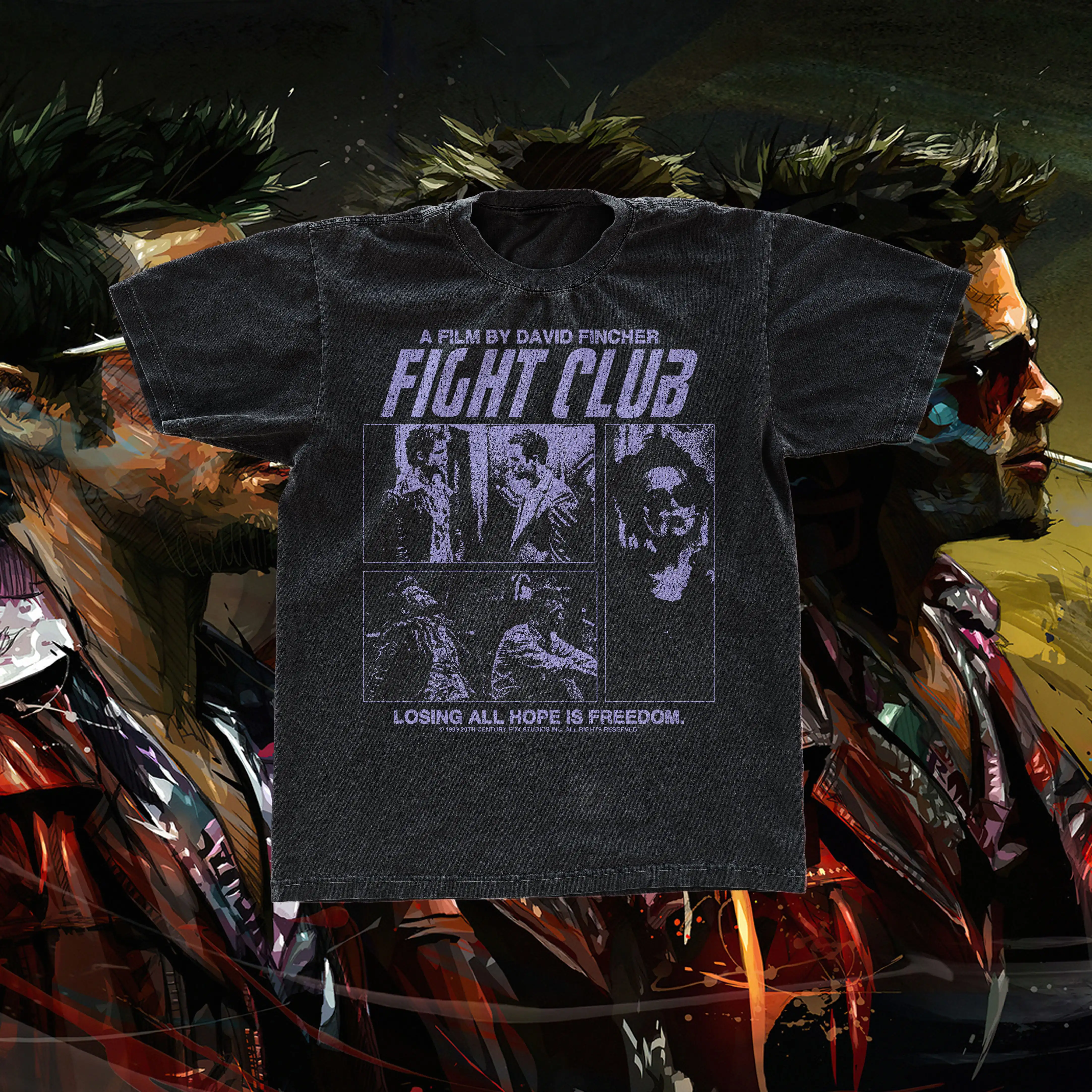 Fight Club Movie David Fincher Brad Pitt Graphic T-Shirt Cotton Men Women Streetwear Tee