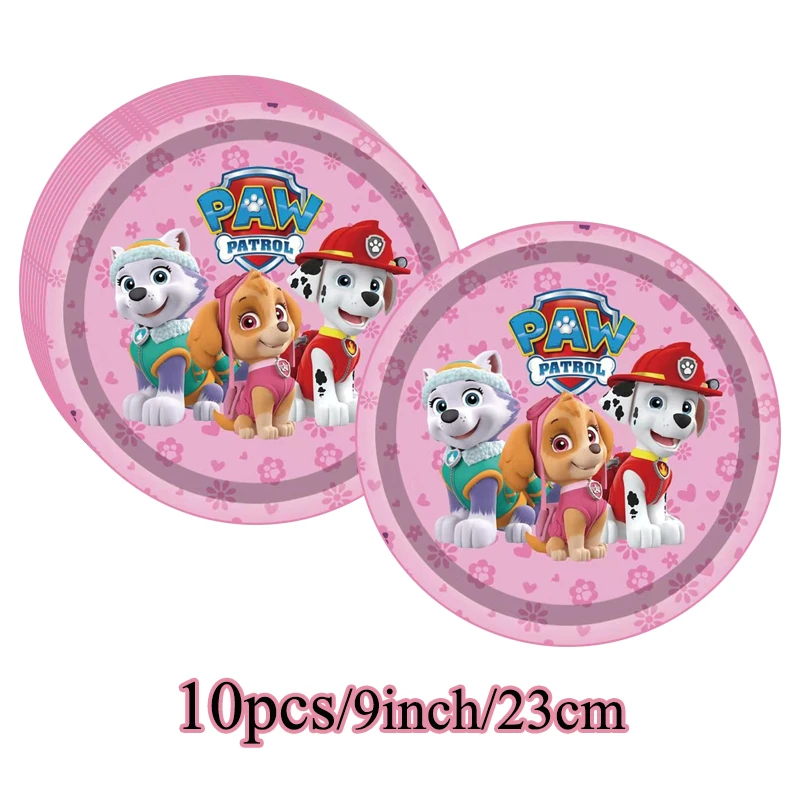 New Pink Skye Paw Patrol Birthday Party Decoration Skye Theme Paper Plates Cups Napkins Balloon Baby Shower Party Event Supplies