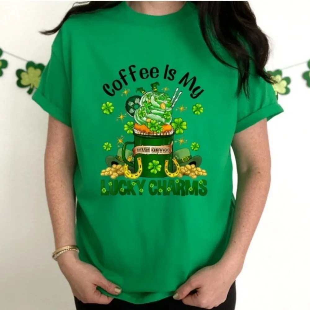 St Patrick's Day Shirt St Patrick's Latte Shirt Saint Patricks Day Shirt Saint Patricks Day Y2k Top Graphic Sweatshirt Harajuku