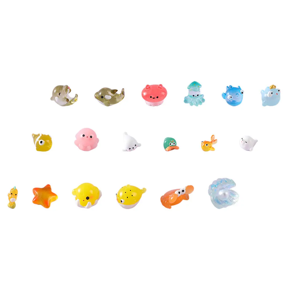 

18 Pcs Small Sea ​​animal Statue Aquarium Ornaments Resin Mini Theme